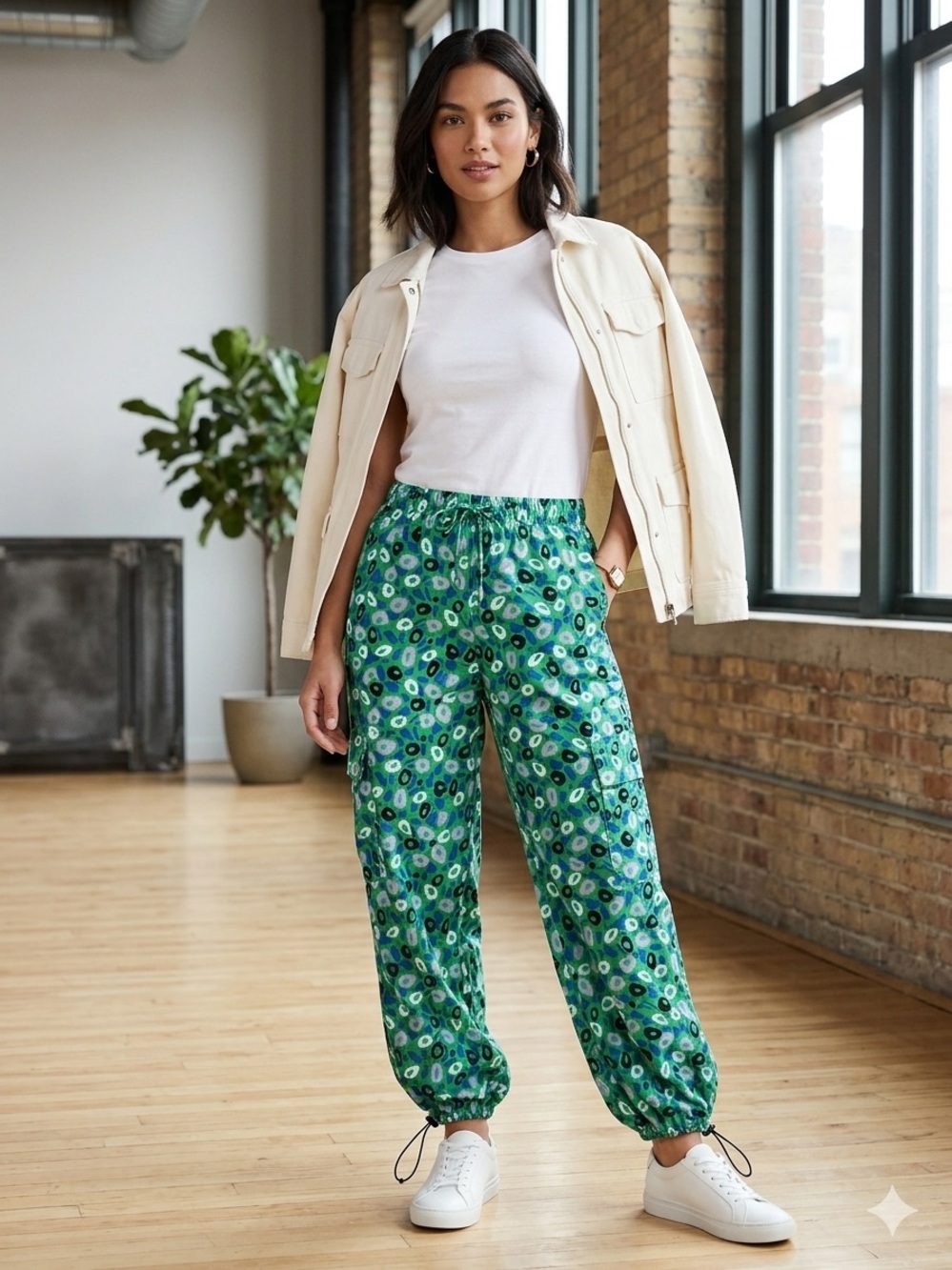 Diane von Furstenberg for Target Utility Jazz Dot Green Cargo Pants